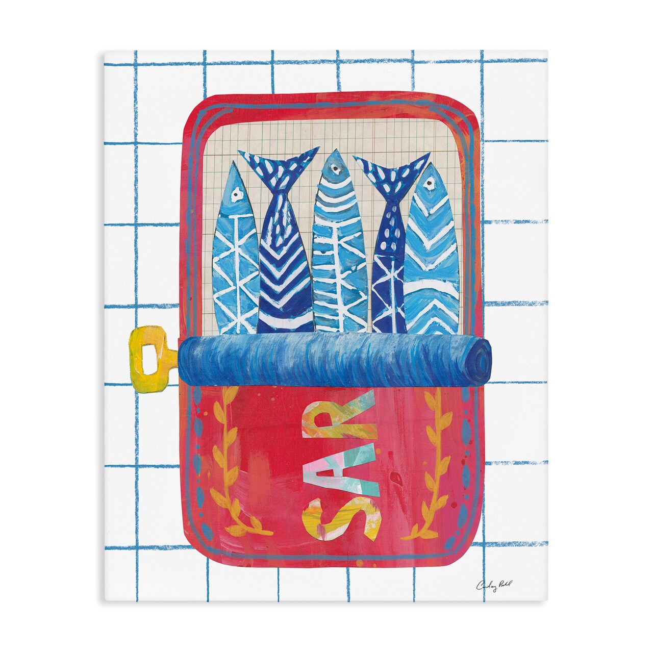 Stupell Industries Silly Sardines Red Tin Canvas, design by Courtney Prahl